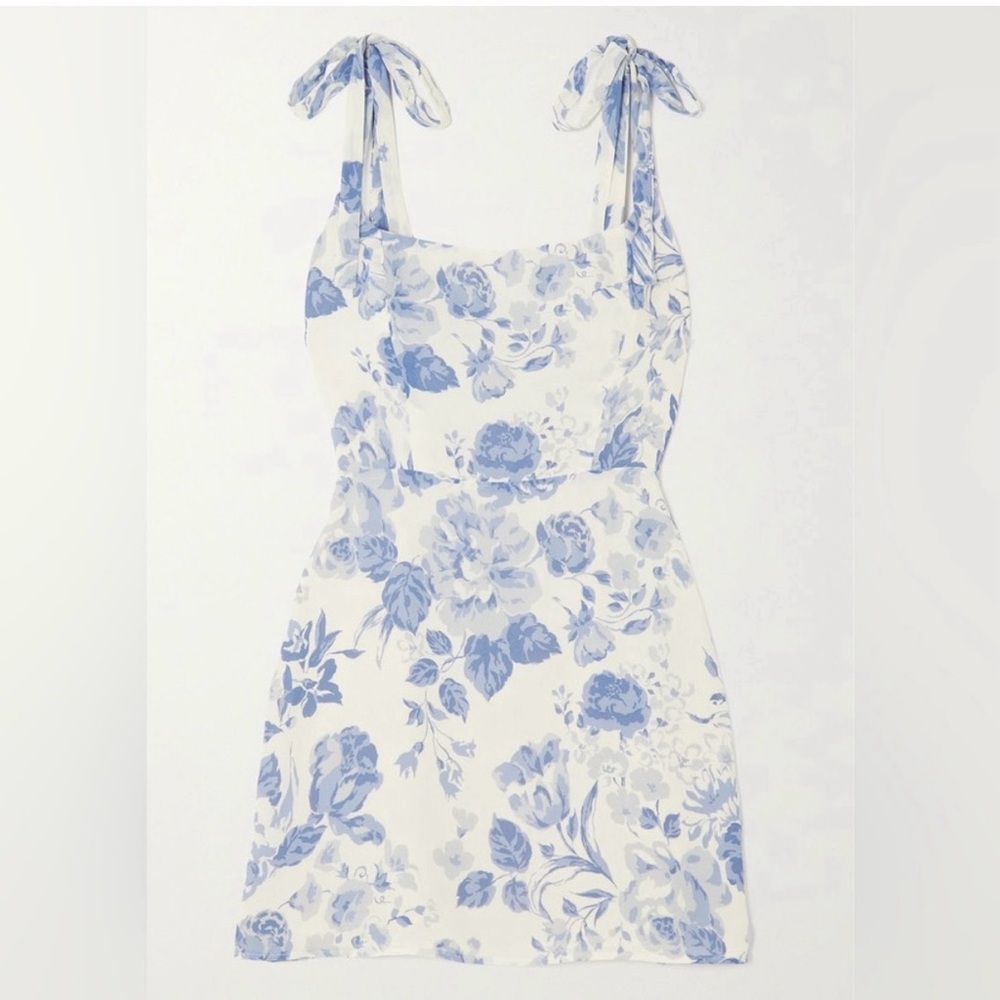 Reformation Annabell Bow-Detailed Floral Print Dress in Lucerne